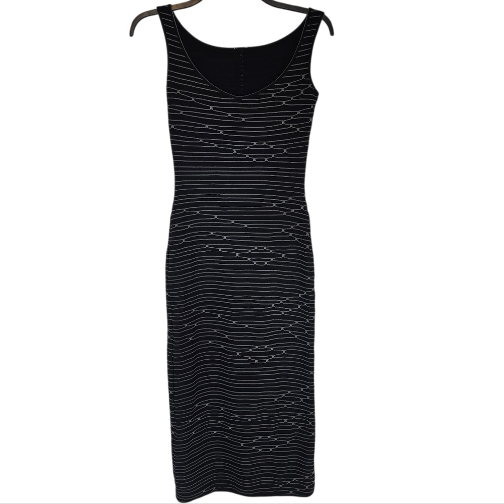 3/$15 Geometric Stretch Black Midi Dress Size XS